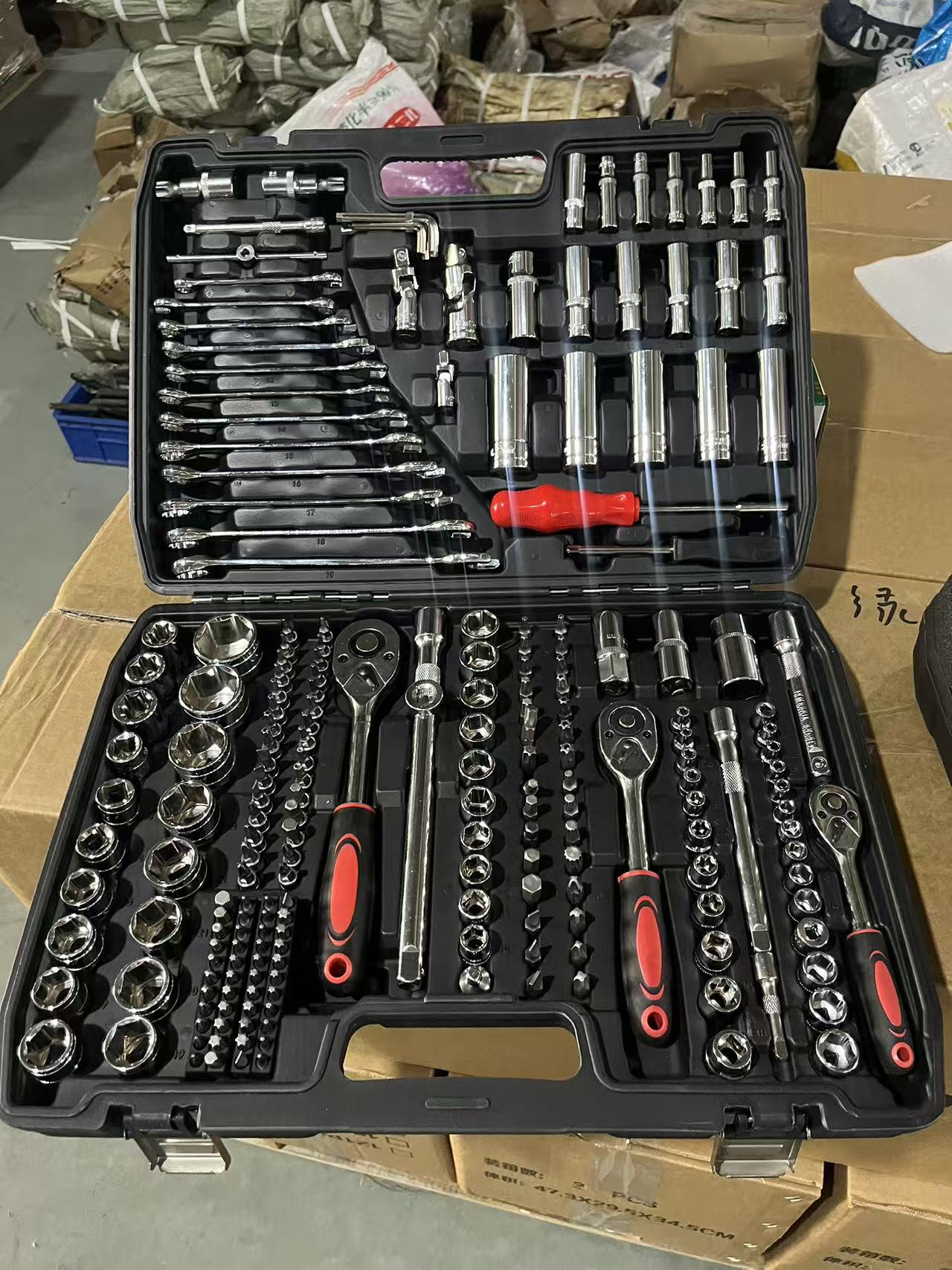 Kit Power Tools - 216-teiliges DIY Auto-Reparatur-Werkzeugset Handkraftbetriebener Ratschenschlüsselsatz OEM