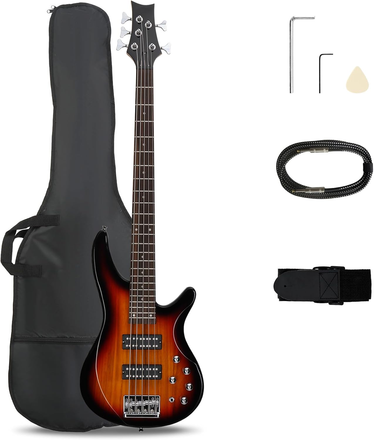 Bag Power Tools - 5-Saitige E-Bass-Gitarre, Standardgröße für Rechtshänder, Palisander-Griffbrett,