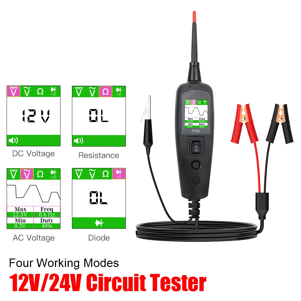 Kit Power Tools - P100 Kfz-Stromkreisprüfer 12V 24V Stromkreis-Sondenset Auto-LKW-Batterie