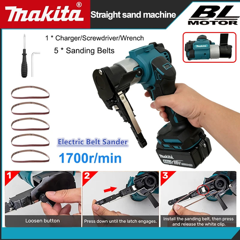 Belt Sander Portable - Makita Akku-Bürstenloser Mini-Bandschleifer, Polierer, passend für