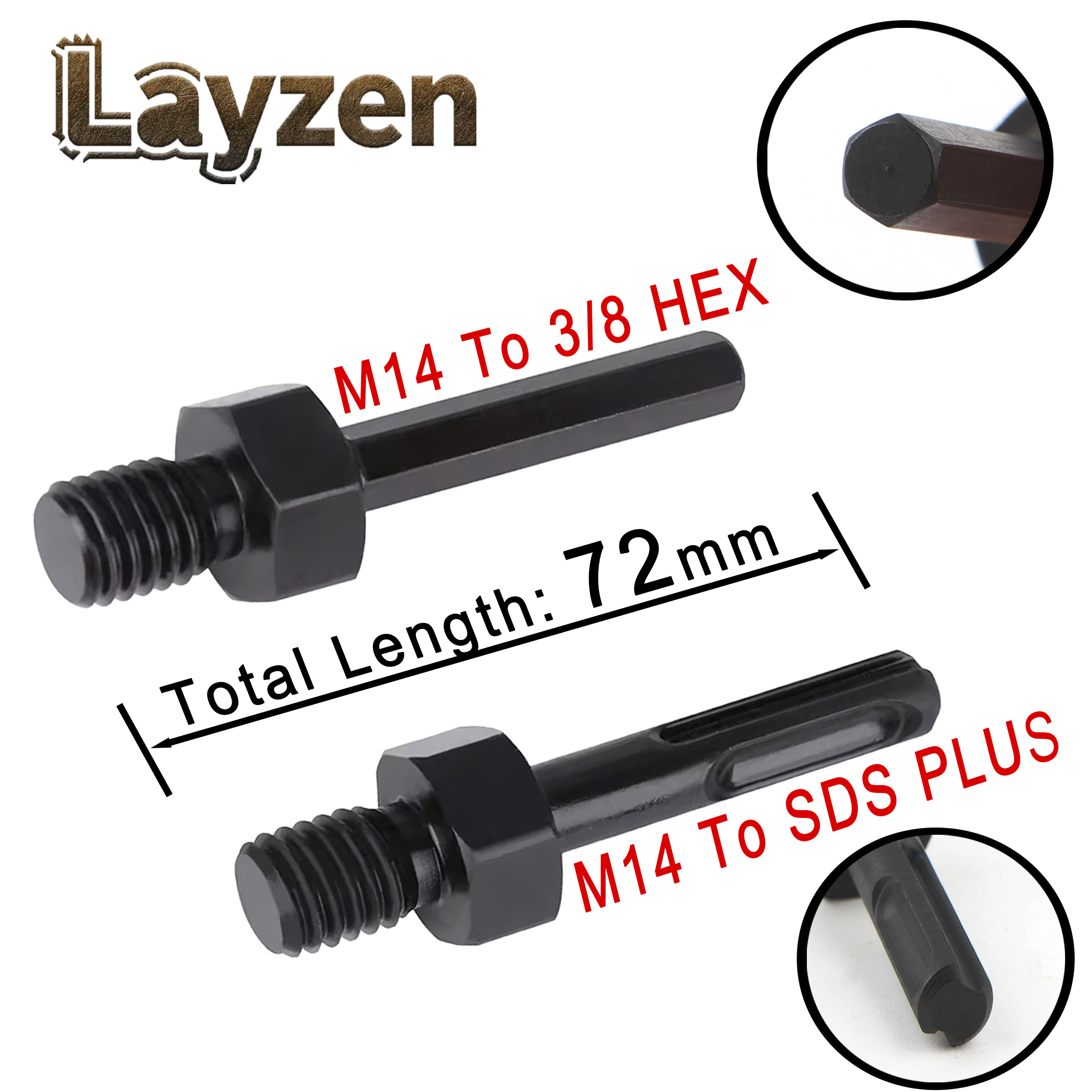 Power Tools Plus - Layzen M14 Gewinde auf 3/8 Sechskant